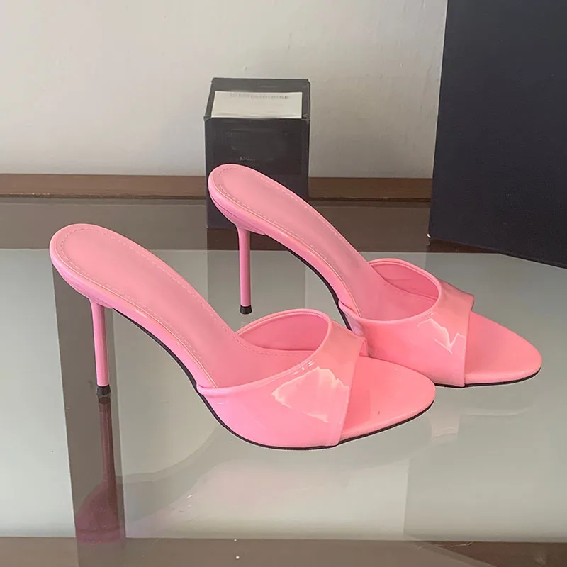 

Pink Fashion Open Toe Pumps Sandal Outdoor Ladies Shoes Female Slippers Sexy Thin High Heels Slides Women Slippers