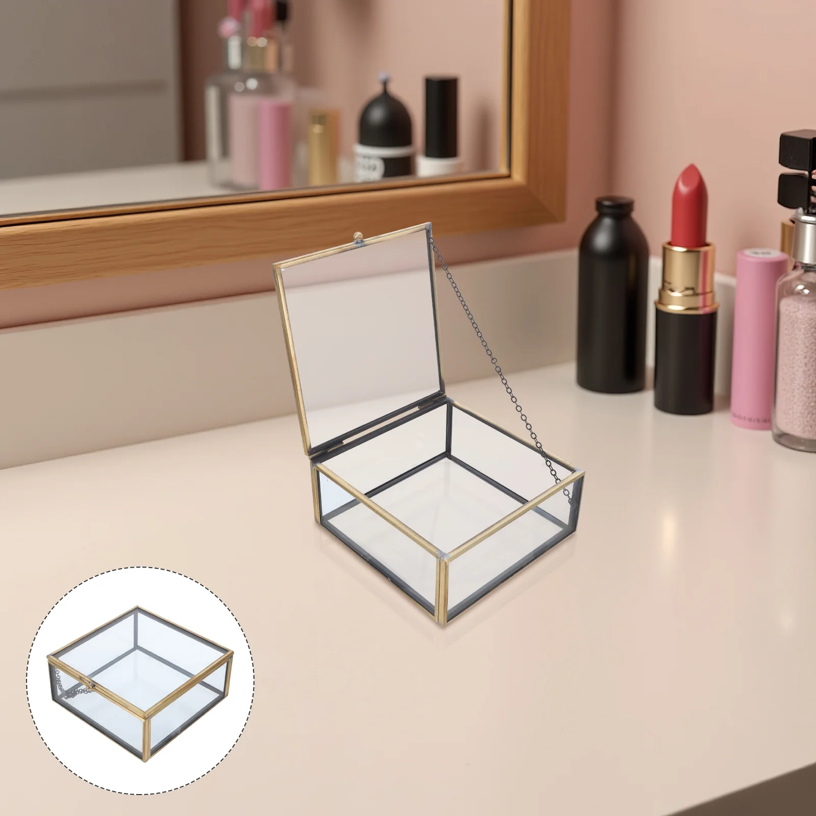 

Small Decorative Boxes for Jewelry Organizer Glass Vintage Chest Cases with Lids