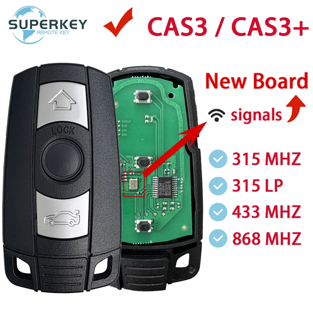 

315/433/868MHz For BMW 1/3/5/7 Series E60 E70 E90 2006-2012 CAS3 CAS3+ Remote Car Key YKR55WK49127 KR55WK49123 KR55WK49186