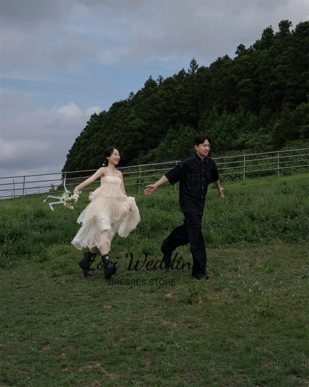 Zoci cintas de espaguete vestidos de noite em camadas plissado coreia vestidos de recepção de casamento sessão de fotos feito sob encomenda a linha vestido de noiva