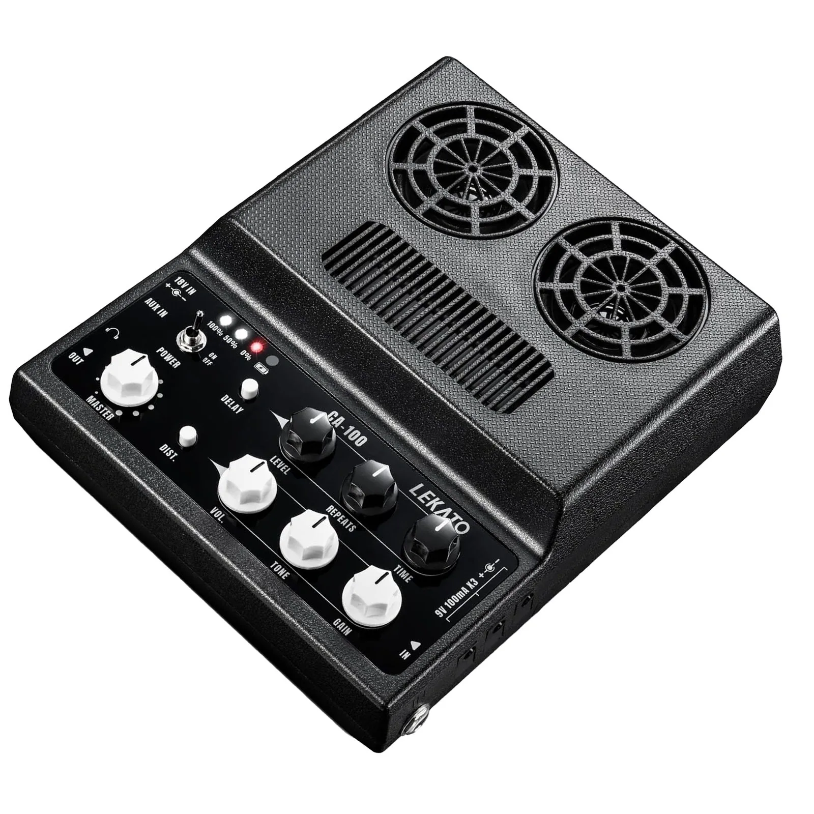 LEKATO CA-100 20W amplificatore per chitarra elettrica Mini amplificatore combinato per pratica Desktop con ritardo di distorsione Aux in e Jack per