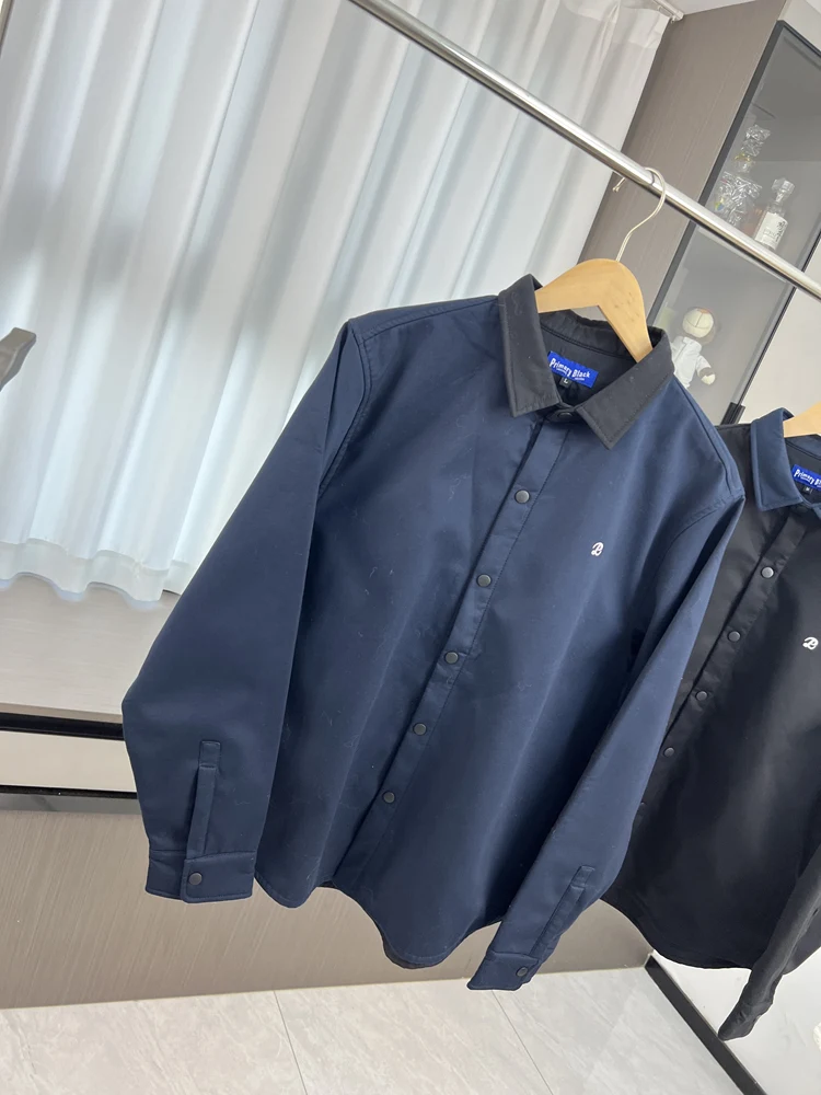 

Casual Cotton irt Sle Collar Color Blo Men's Jaet Autumn Faion Urban Youth Breathable Long Sve Regular Fit Coat