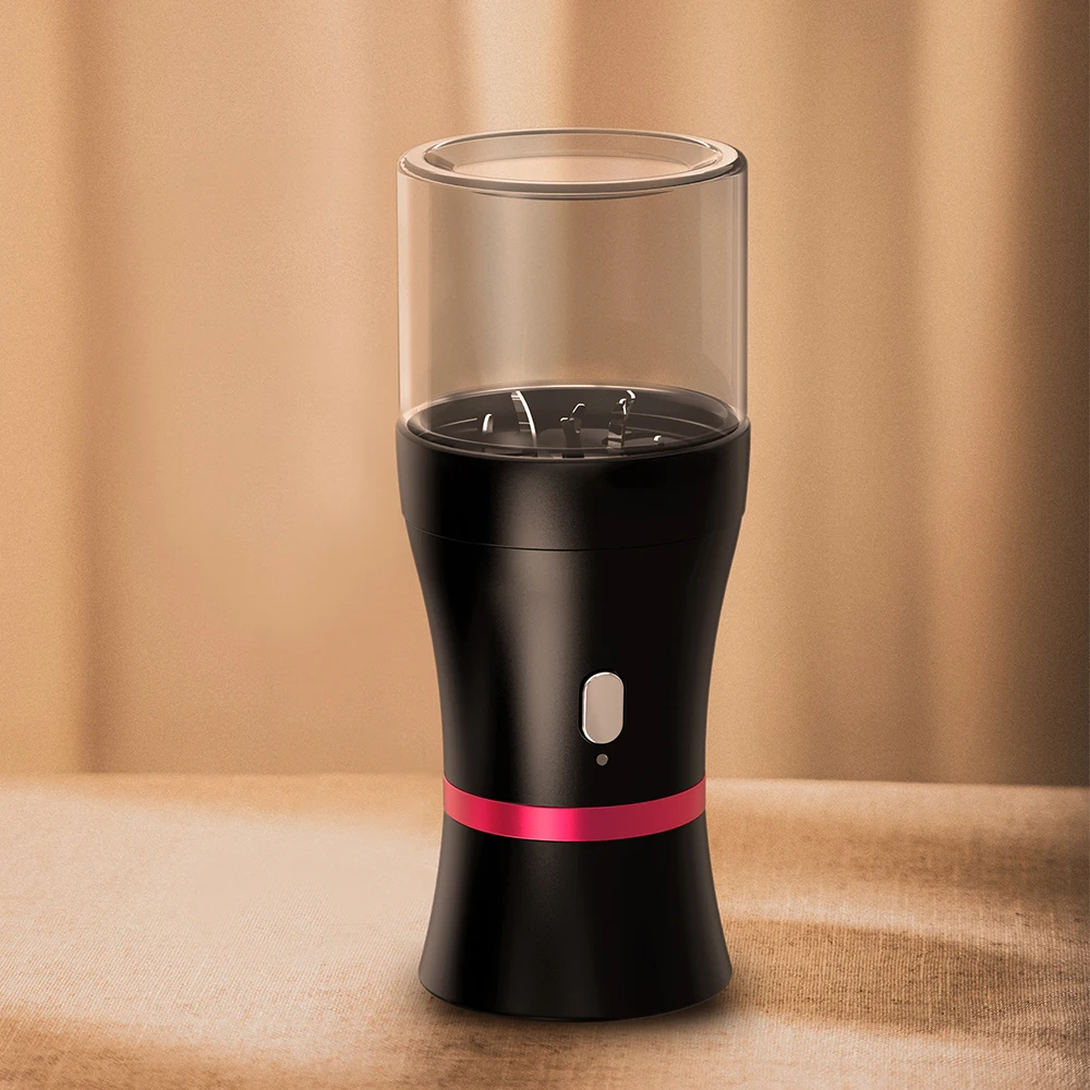 

Electric Herb Grinder Compact Size Updated 6 Blades with 50ml Glass Herb Jars USB-Rechargeable Automatic Electric Grinder