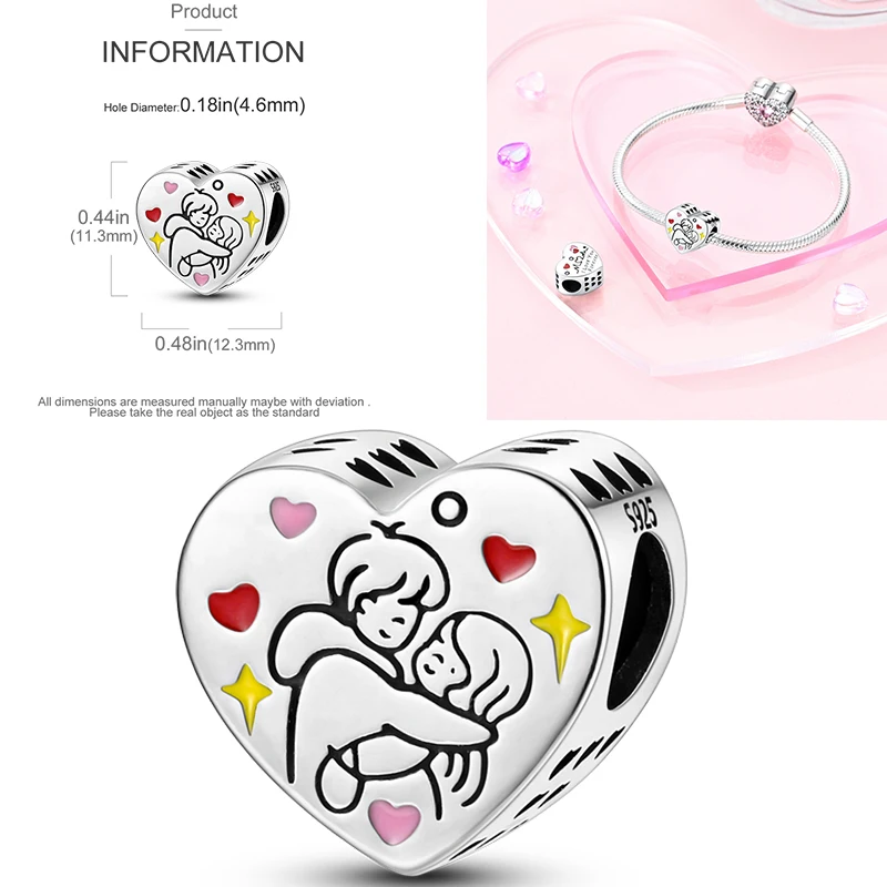 925 Sterling Silber Liebesherz-Charm-Perlen Paar Romantisch Passend für Original-Armband Valentinstag Jahrestag DIY Damenschmuck – Detail 16