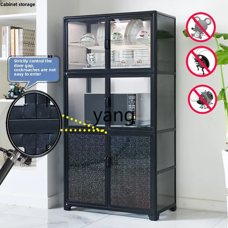 LMM aluminum alloy cupboard household kitchen bowl multi-layer storage breathable locker