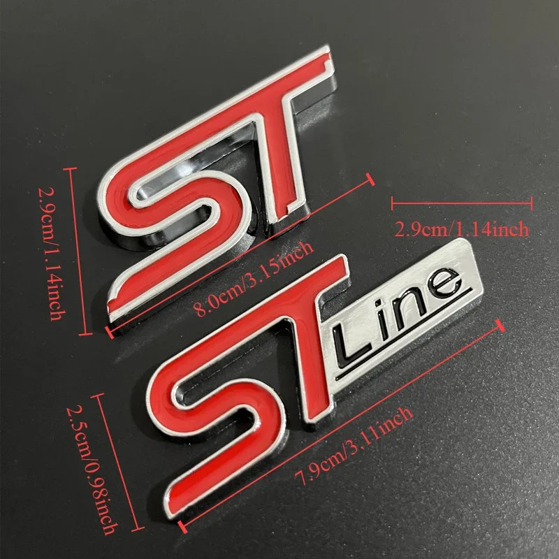 3D Metal Logo ST Line Emblem Car Rear Trunk Badge Decals For Ford Edge Puma Kuga Mondeo Fiesta Ecosport Focus STLINE Sticker