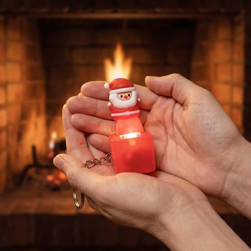 Santa Claus Luminous Voice Keychain, Type‑C Rechargeable Fidget Toy, Portable LED Light Pendant For Home Office And Travel