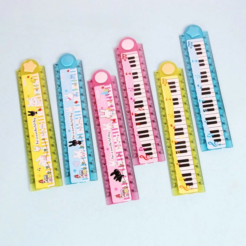 36pcs Creative Music Piano Folding Rulers 30cm Rulers for Kids Kawaii Piano Stationery Wholesale School Supplies Desk Acessories