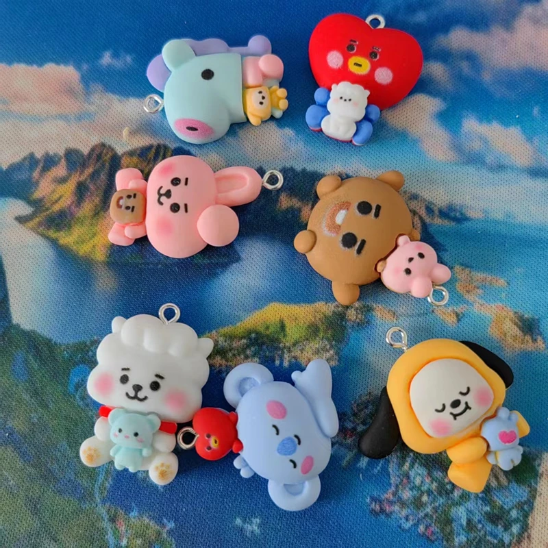 7/14Pcs Cartoon Animals Resin Flatback Patch Cabochon Handmade Applique Earrings Jewelry Decor Supplies DIY Keychain Accessories