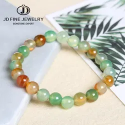 JD Natural Stone Peacock Agate Beads Bracelet Women Fashion Green Colorful Carnelian Stone Strand Bangles Female Jewelry Gift