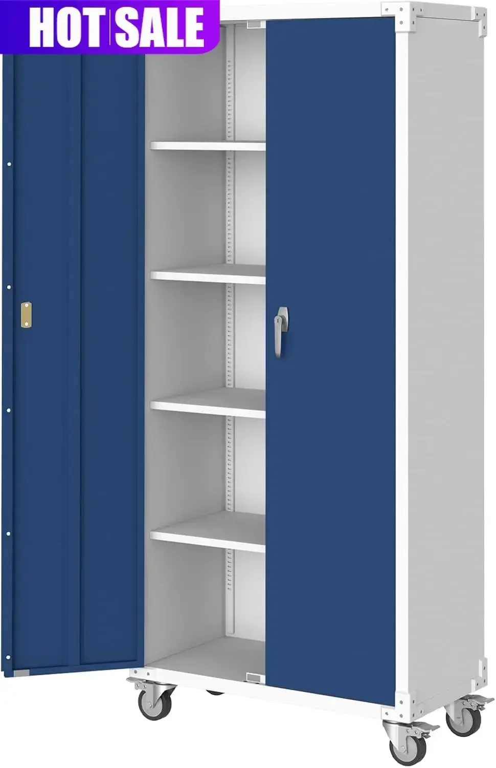 Tall Steel Storage Cabinet With Locking Doors Four Adjustable Shelves Heavy Duty Rustproof Organization Unit For Garage Office P