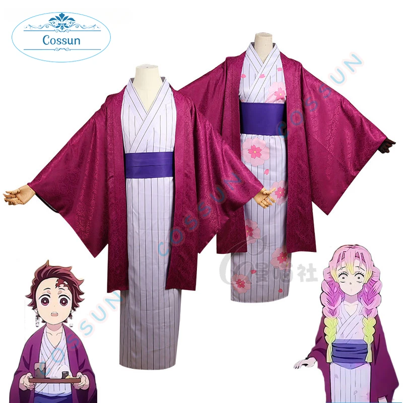 [Customized] Kamado Tanjirou Kanroji Mitsuri Cosplay Costume Japanese Kimono Suit Halloween Carnival Uniforms Anime Clothing