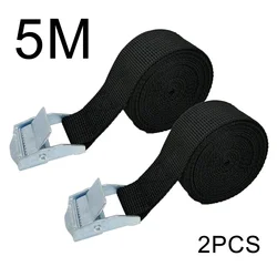 2pcs 5M Car Tension Rope Tie Down Strap Strong Ratchet Belt Car Luggage Bag Cargo Lashing Strap for Truck Motorcycle Bike Boat