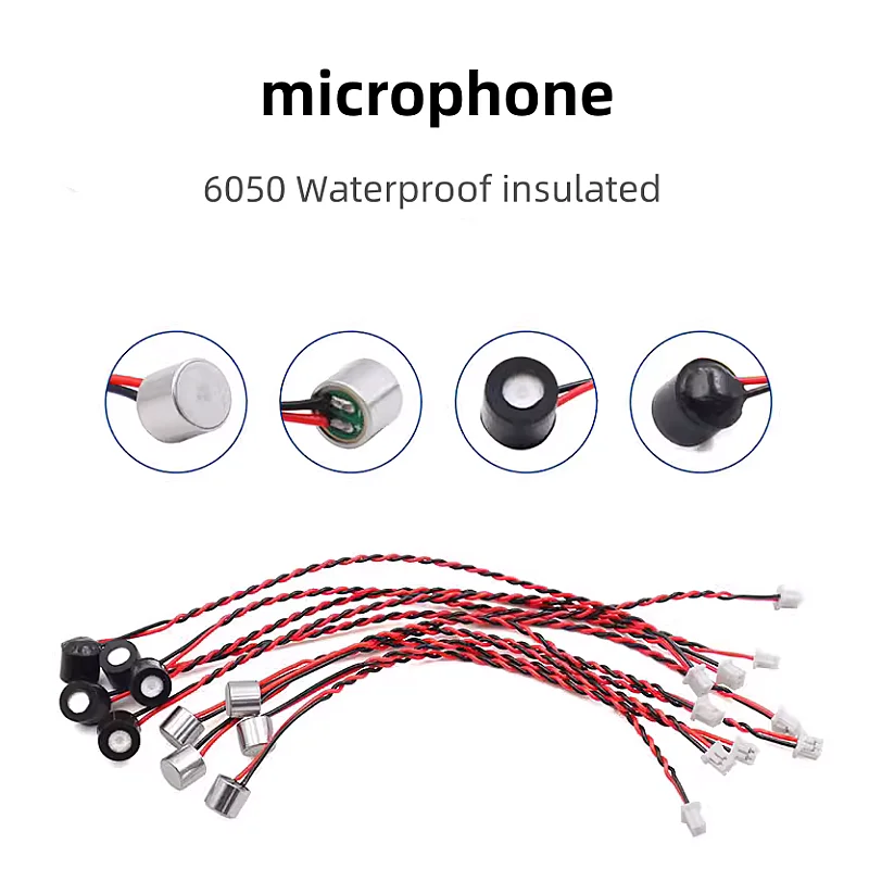 

2PCS/LOT 6050 Waterproof Insulated Head High Sensitivity All Pointing 6*5MM Voice-Activated Microphone With Wire 2P1.25 Plug