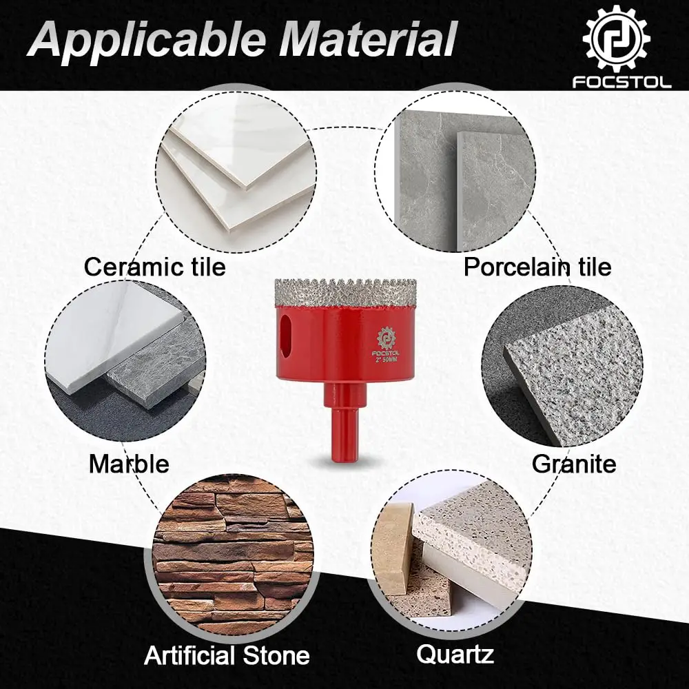 

FOCSTOL Diamond Drill Core Bit Hole Saw Drill for Tile Ceramic Granite Marble 2pcs Set Diamond Drilling Bit