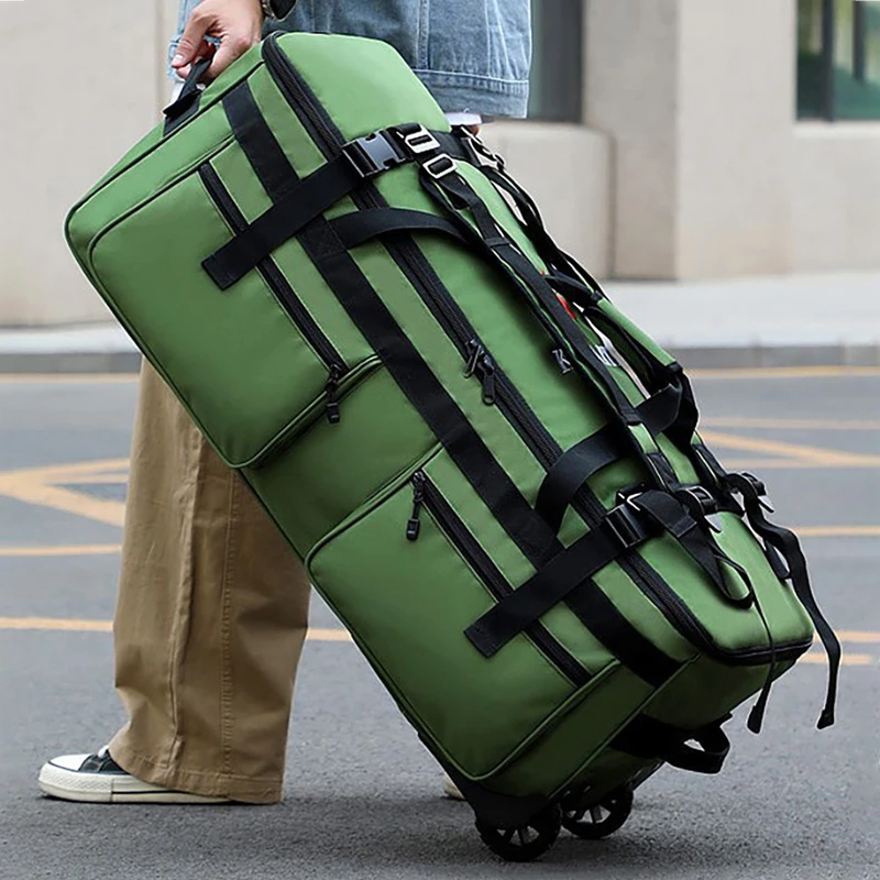 

Wheeled Duffel Bag Large Capacity Outdoor Travel Climbing Hiking Camping Trekking Backpack Rolling Garment Bag Luggage Handbag