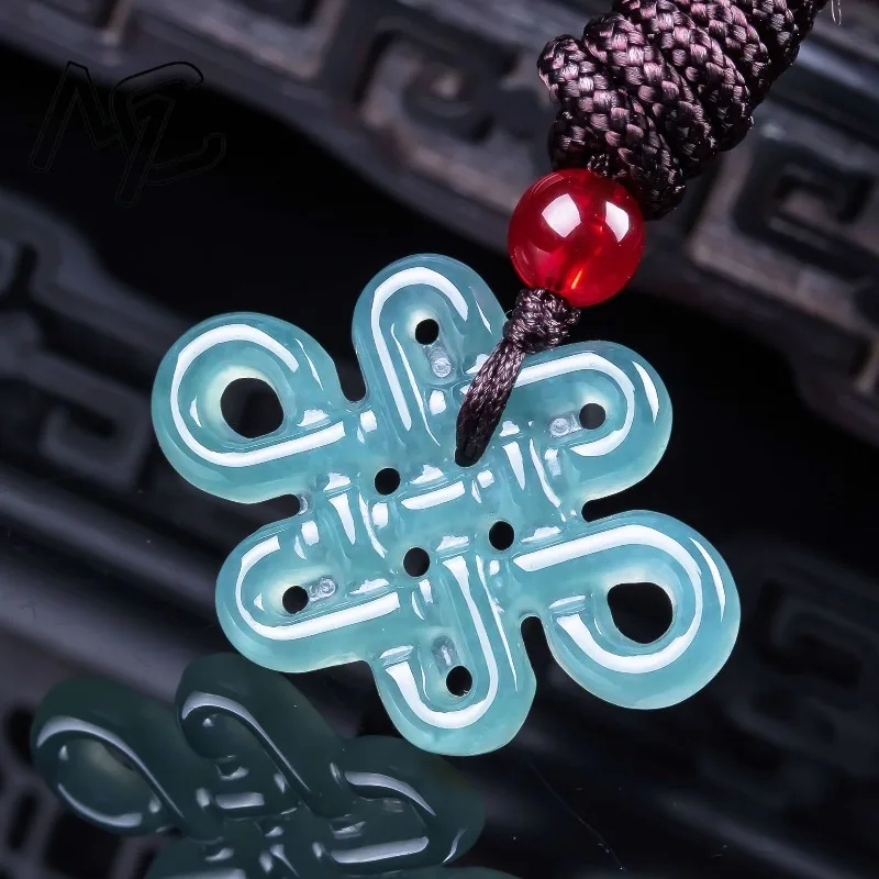 البورمية الزمرد الطبيعي الجليد الأزرق المياه اليشم الصينية عقدة قلادة عقد دي اي واي أقراط مجوهرات اكسسوارات تميمة هدية النساء