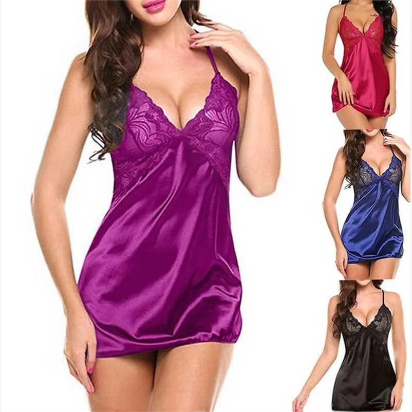 

Ночная сорочка с V-образным вырезом, женская домашняя одежда, пижама, ночная рубашка, из полиэстера, с ажурным дизайном, в повседневном стиле