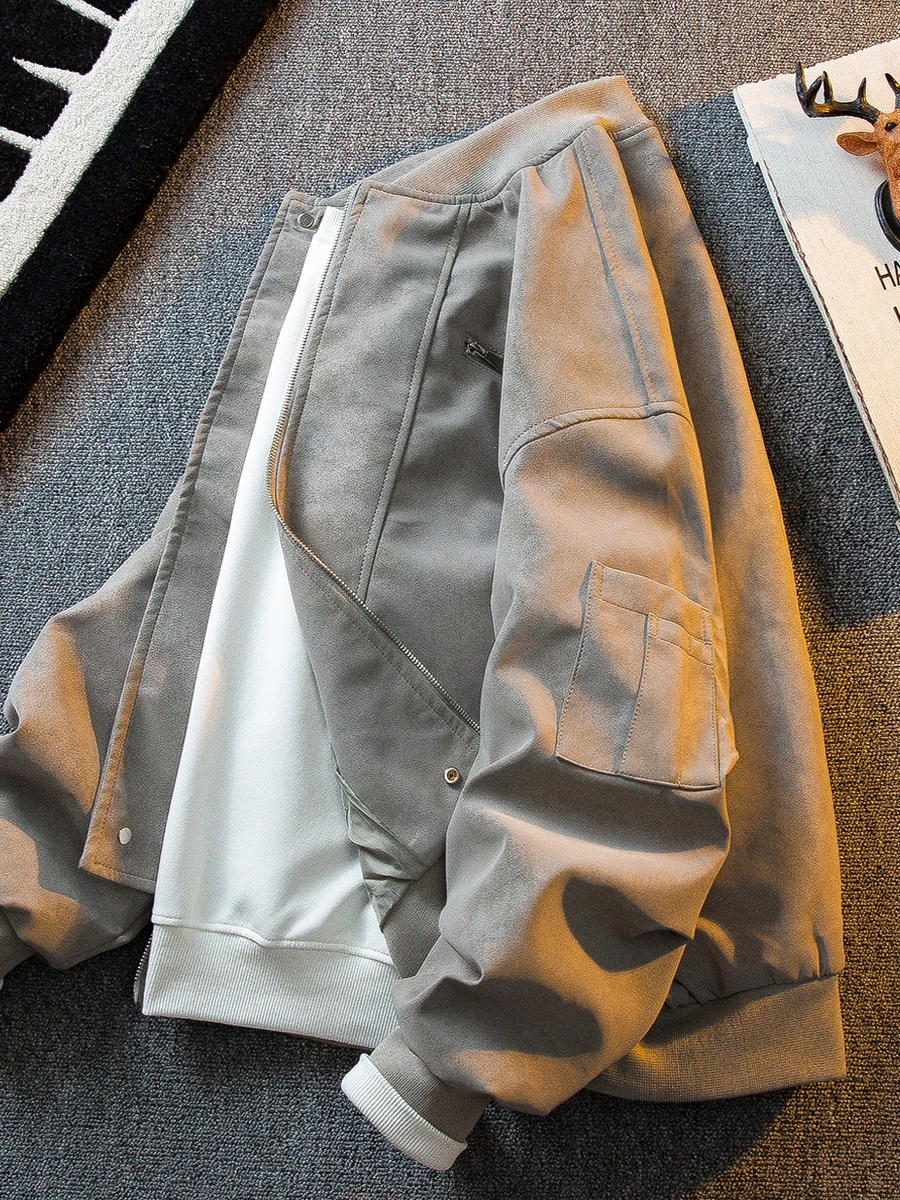 Cappotto in pelle Jaet da baseball da uomo retrò americano Sle Primavera Autunno Pilot Jaet Loose Fit Tessuto PU vintage antivento