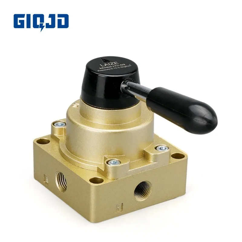 1 PCS HV-02/03/04 Pneumatic Three-Position Four-Way Hand Rotary Valve Manual Switch Reversing Man Control Valve