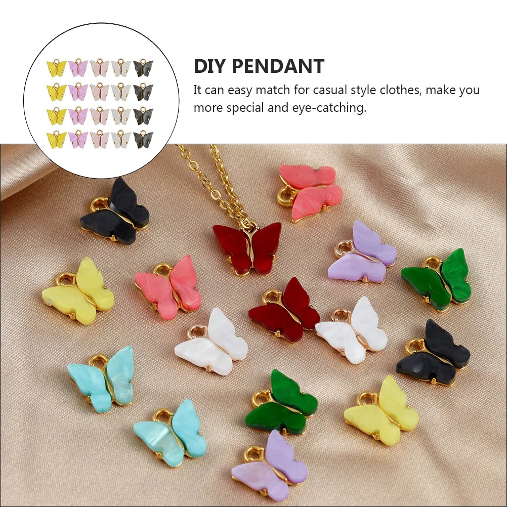 

20 Pcs Colorful Pendant Earrings Acrylic Alloy Butterfly DIY Charms Craft Projects Accessories Safe Durable Jewelry Making Kits