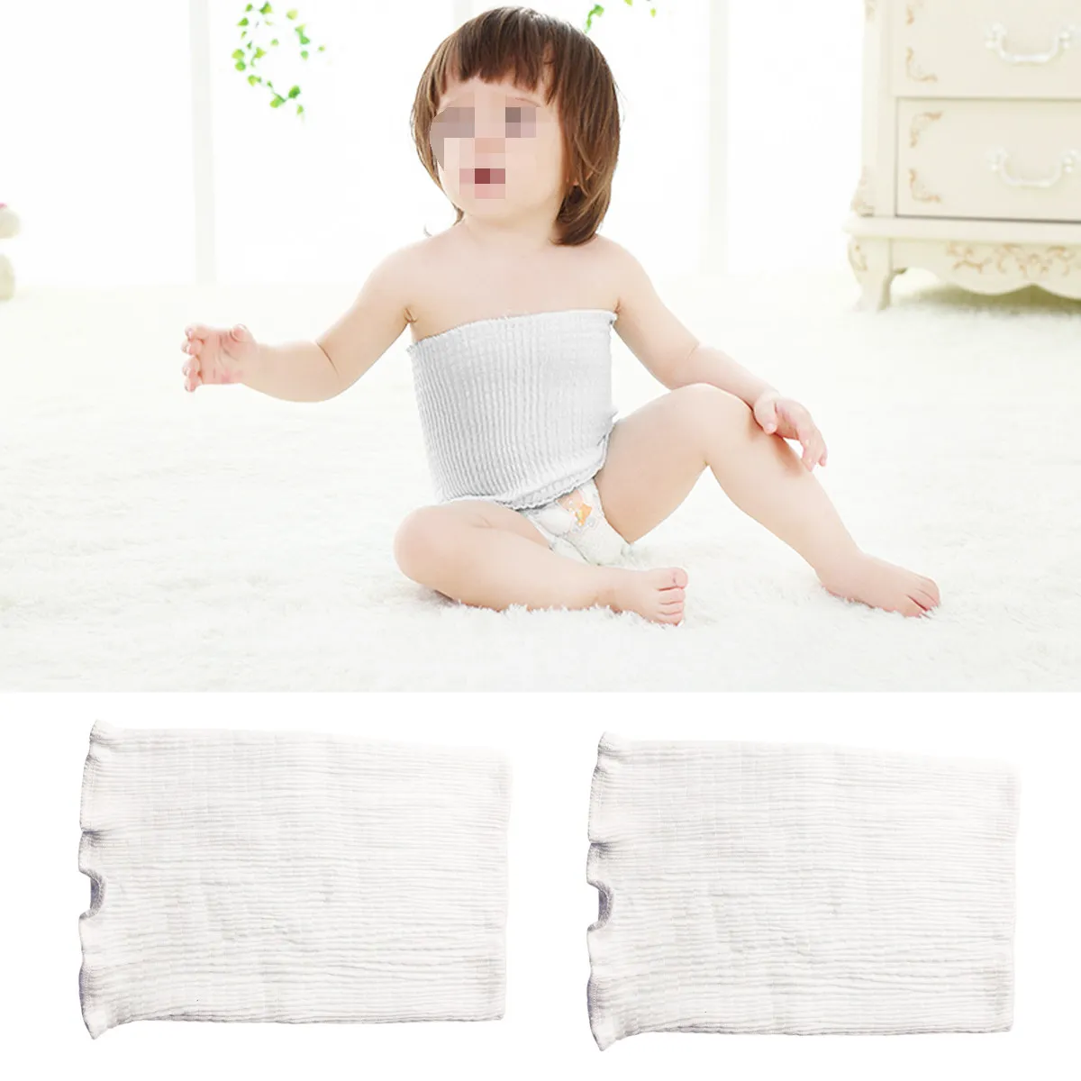 Faja de algodón puro para recién nacido, protector de ombligo de doble capa, soporte abdominal transpirable y absorbente de sudor para bebés