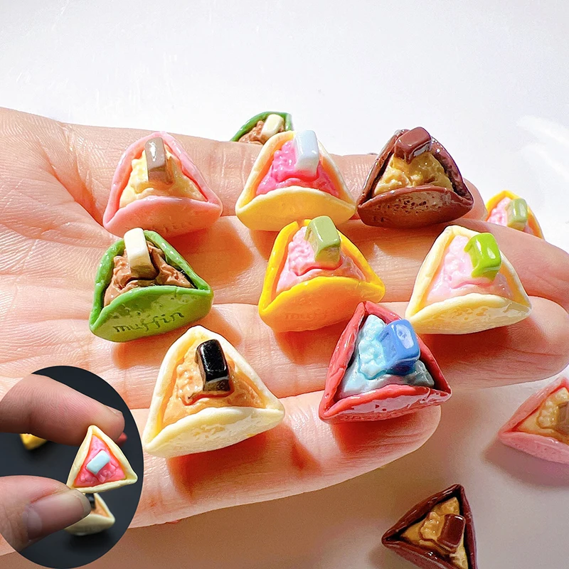 Colorful Mini Resin Triangle Simulation Dessert Cake Fridge Magnets Strong Magnetic for Refrigerator Whiteboard Photo Memo Fixed