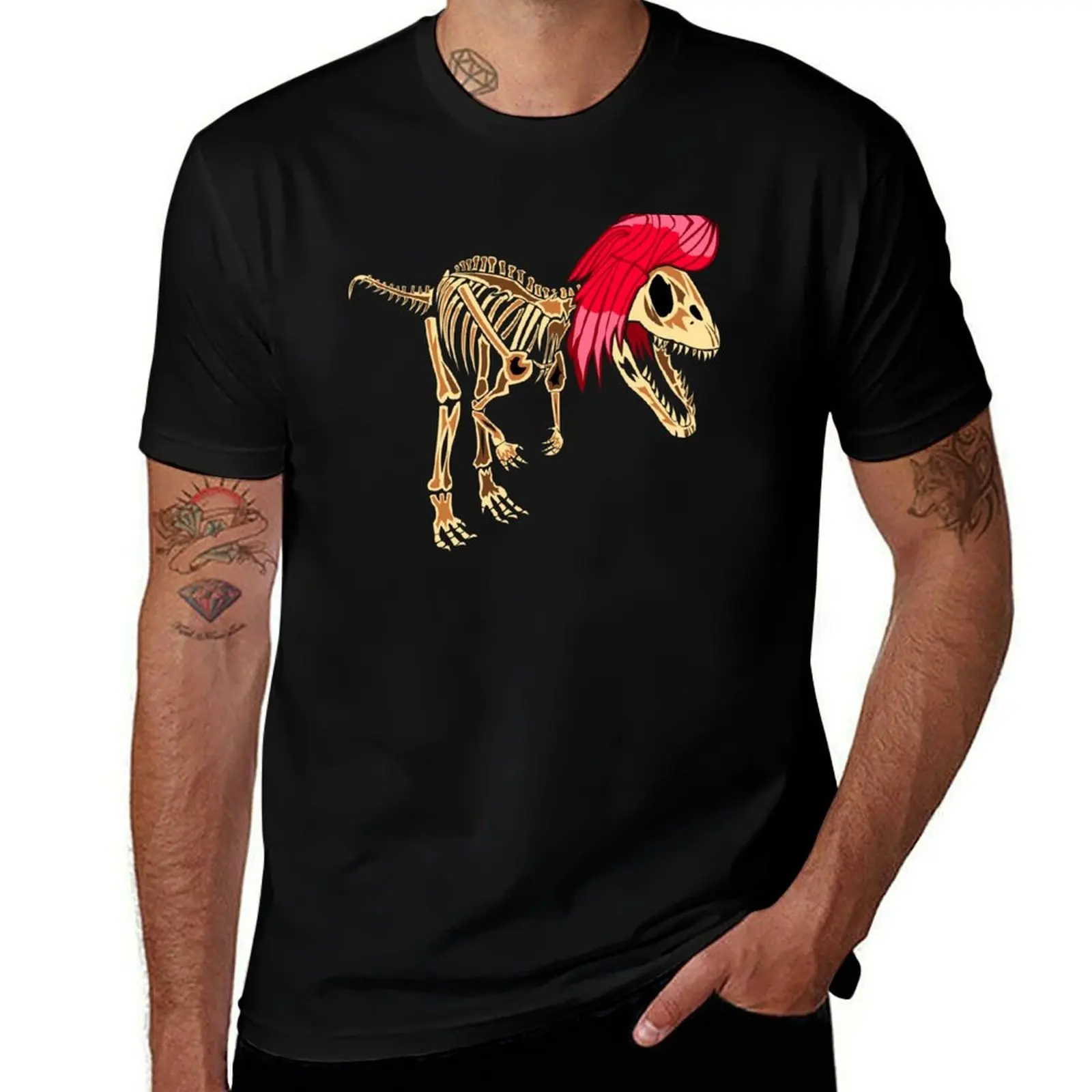 Psychobilly Dino Punk T-Shirt t shirts for man cotton funny T-Shirt