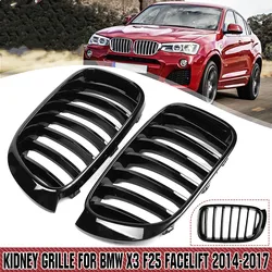 Car Front Sport Kidney Grill Grille Glossy For BMW X3 F25 X4 F26 2014-2017 Single Line Slat Replacement Racing Bumper Grills