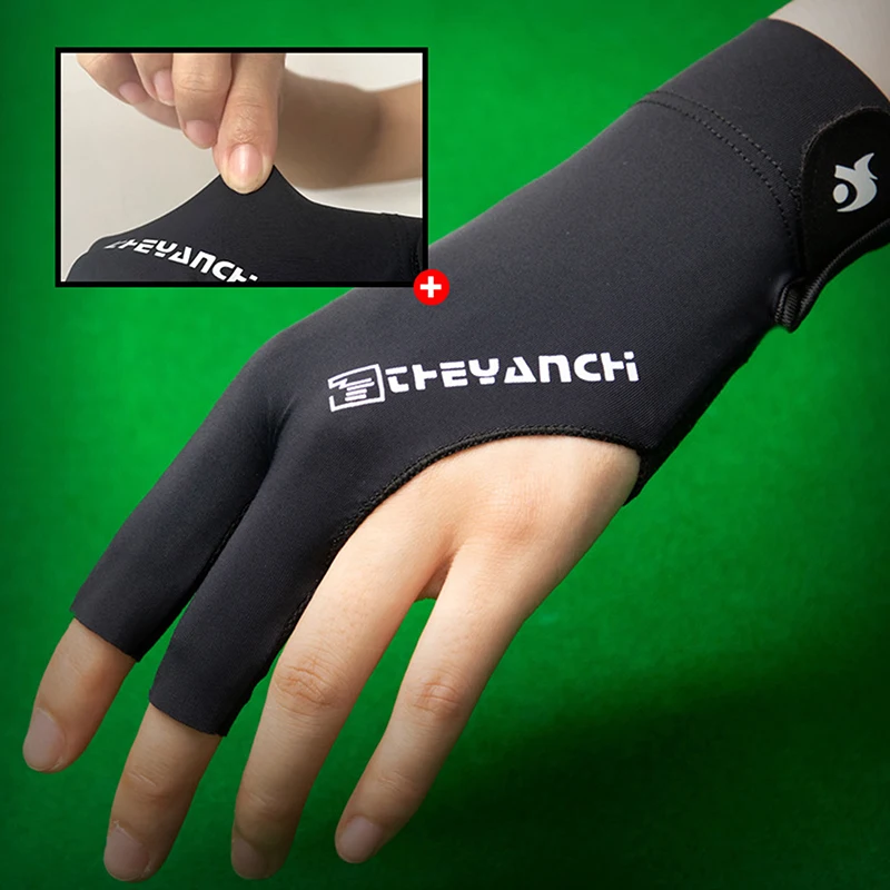 Billiards Glove Left Hand Three Finger Snooker Billiard Glove Non Slip Stickers Elasticity Billiard Training Gloves Accessories