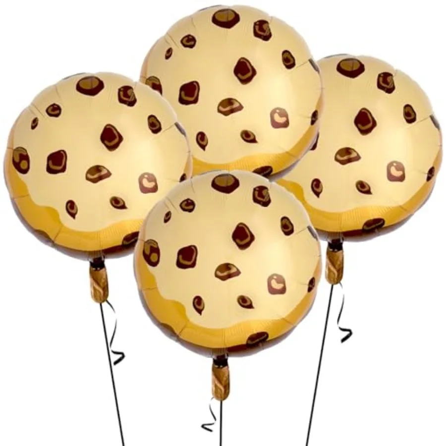 Chocolate Chip Cookie Balloons Milk and Cookies Party Decorations for 1st Birthday, Cookie Themed Birthday Party Supplies 4 Pac
