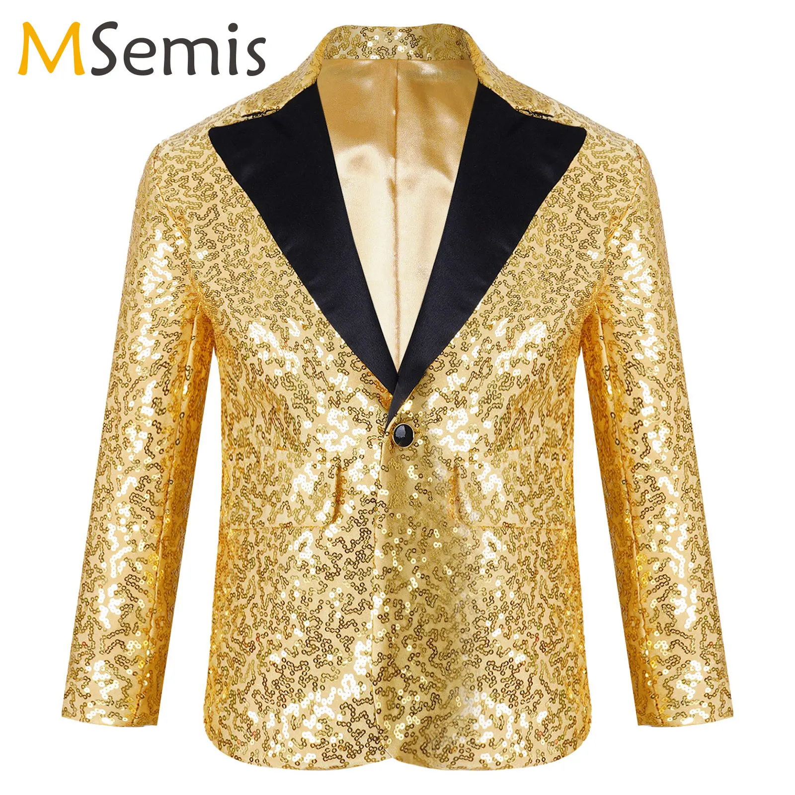 Shiny Sequins Blazer Kid Boy Stylish Jacket Coat Blazer Tuxedo For Wedding Banquet Birthday Party Hip Hop Jazz Stage Performance