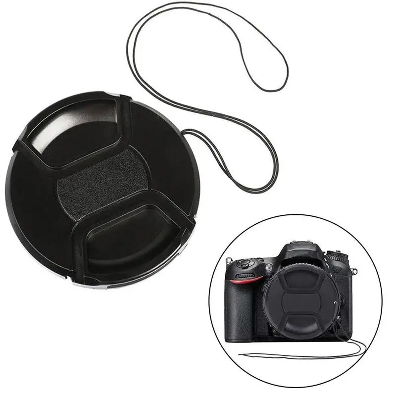 Camera Lens Cap Protection Cover 52MM 55MM 62MM 67MM 72MM with Anti-lost Rope Factory Price for Canon Nikon Accessories