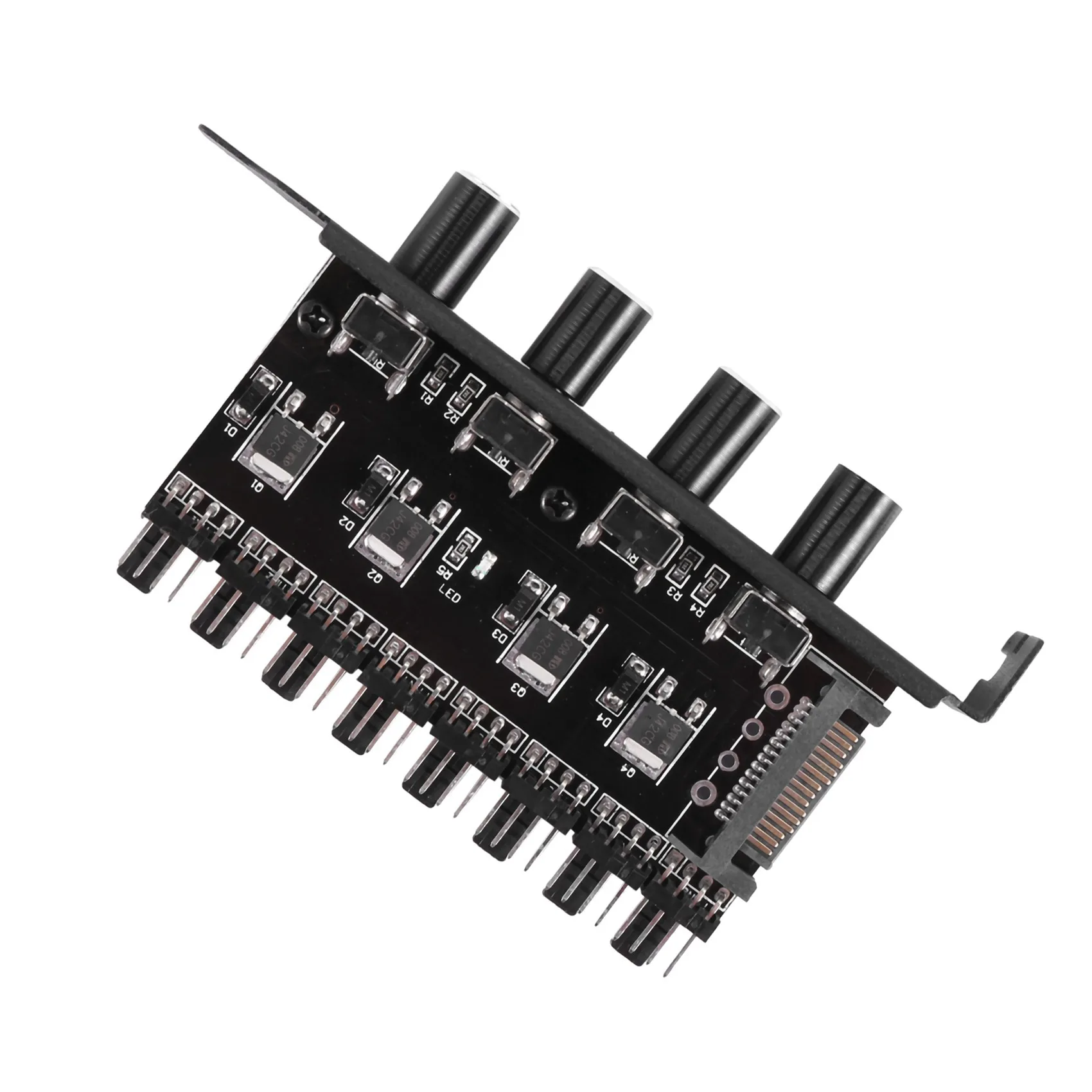 X64A-3X Pc 8 Channels Fan Hub 4 Knob Cooling Fan Speed For Cpu Case Hdd VGA Pwm Fan Pci Bracket Power By 12V Fan Control