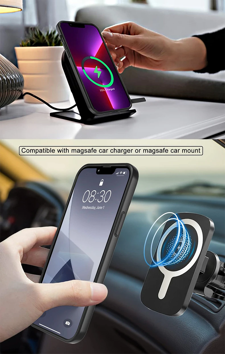 Magnetische Handyhülle mit Ständer für iPhone 17 16 14 Plus 15 13 Pro Max 12 11 Schutzhülle Apple Cover mit Aufstellfunktion – Detail 4