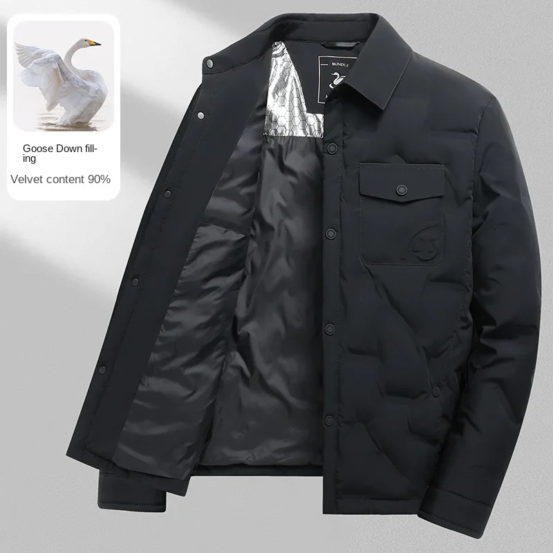 Lightweight Shirt-style Down Jacket Men's Short Clothes Winter Goose Down Thick Lapel Warm Men's Coat