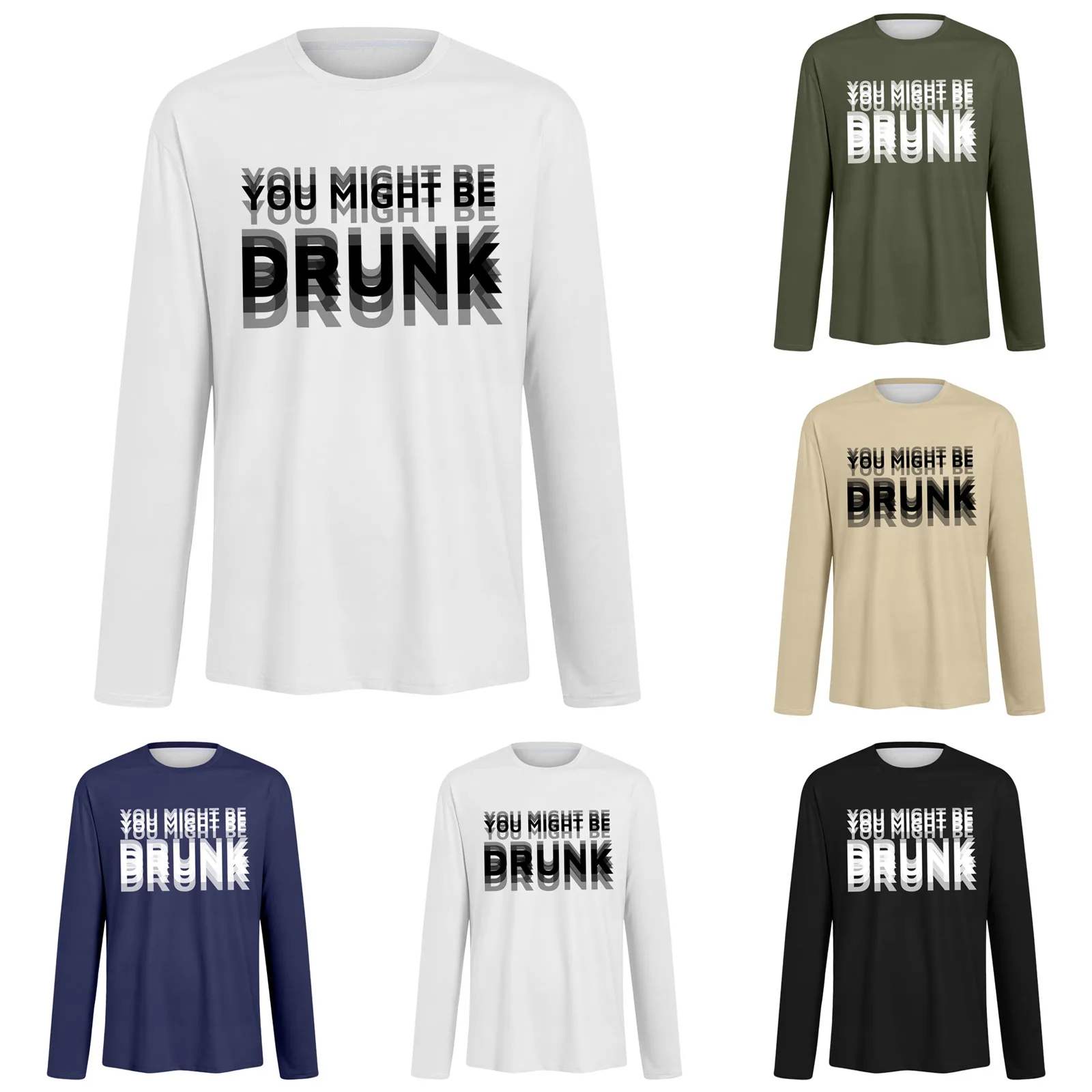 الخامس الرقبة تي شيرت الرجال الرجال مطاطا طاقم الرقبة تي شيرت كم طويل أعلى الشارع عادية مضحك رسالة طويلة الأكمام السلاحف الرقبة تيز #2