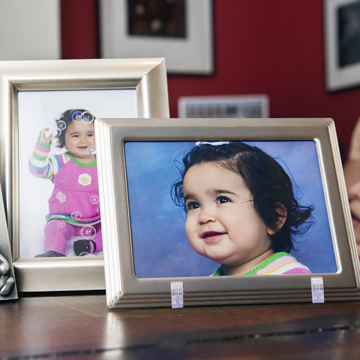 

12pcs Transparent Stand Base for Photo Frame Bracket Painting Display Tray Desktop Slot Universal Premium Plastic