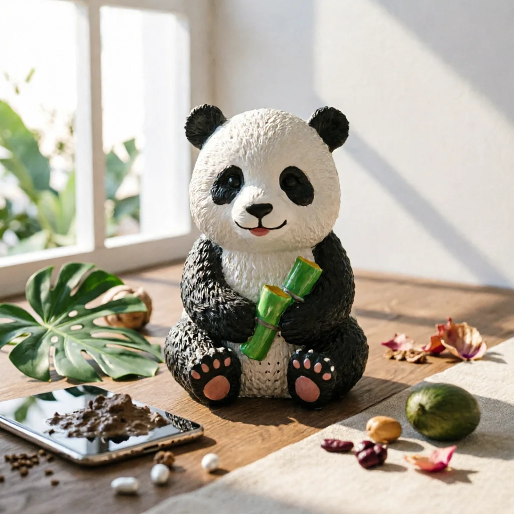 Panda Garden Ornament Weatherproof Resin Panda Figurine Animal Garden Statue Adorable Long-Lasting for Courtyard, Lawn