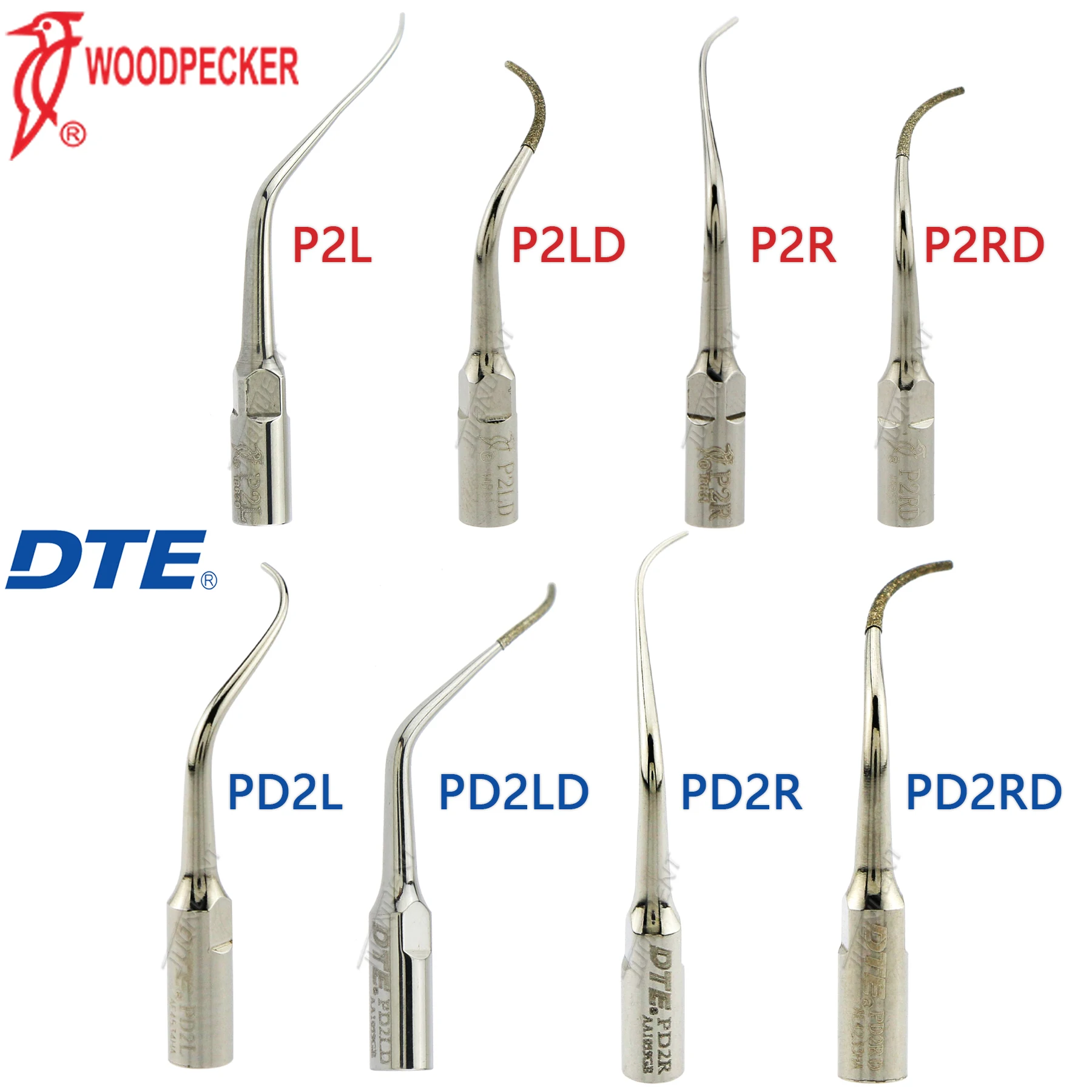 Woodpecker DTE Scaler Tips Dental Ultrasonic Scaler Tip Periodontics Tip Fit EMS Mectron Piezo Scaler Handpieces P2L P2R