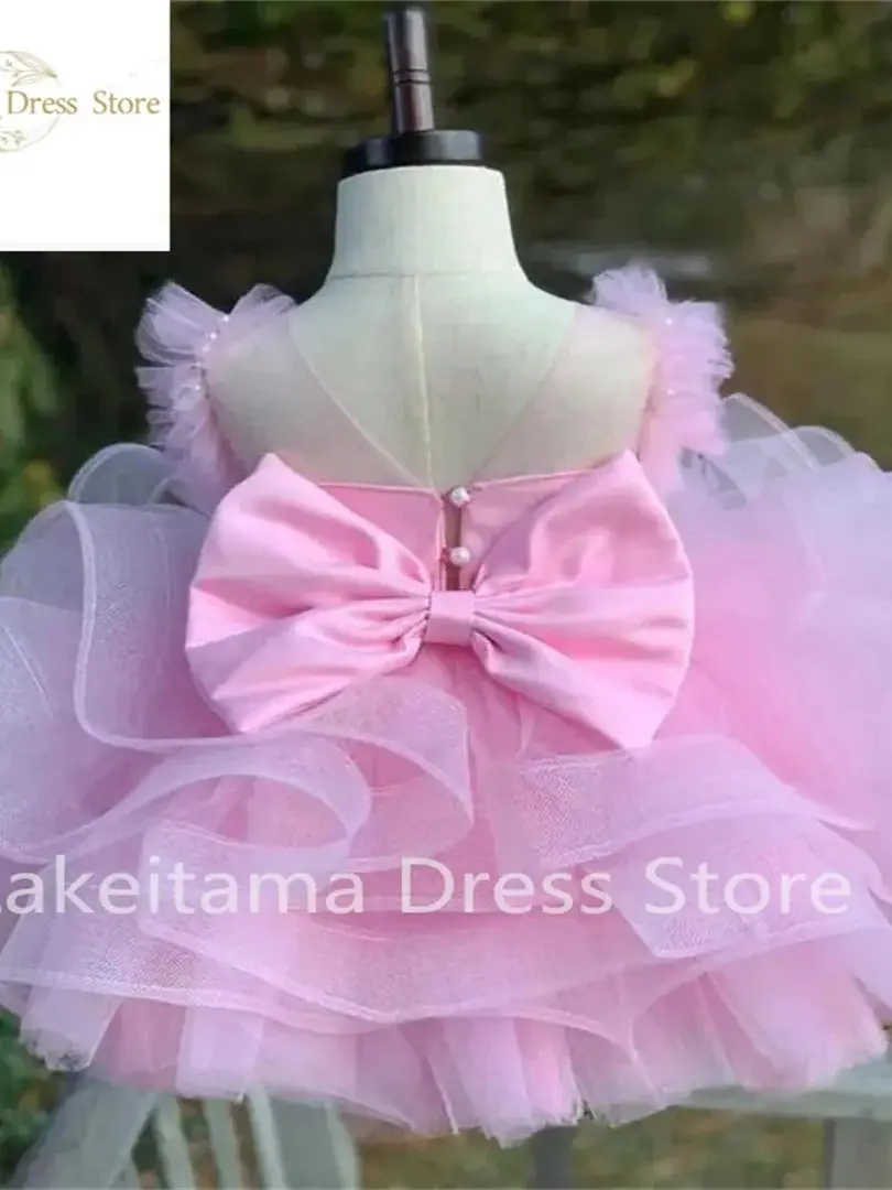 フラワーガールドレス 長袖 ホワイト アイボリー ハイネック 結婚式のゲスト用 子供 ブライドメイドドレス レース サテン 初聖体