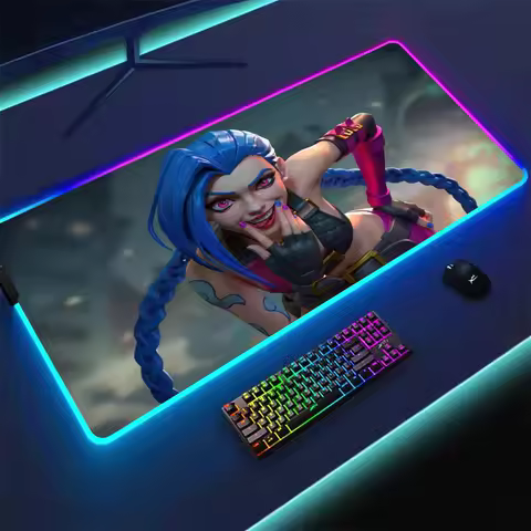 Jinx girl RGB Mouse Pad carpet Large MousePad XXL Gaming Rubber Lock Desk playmat Mat phone Computer Gamers work office