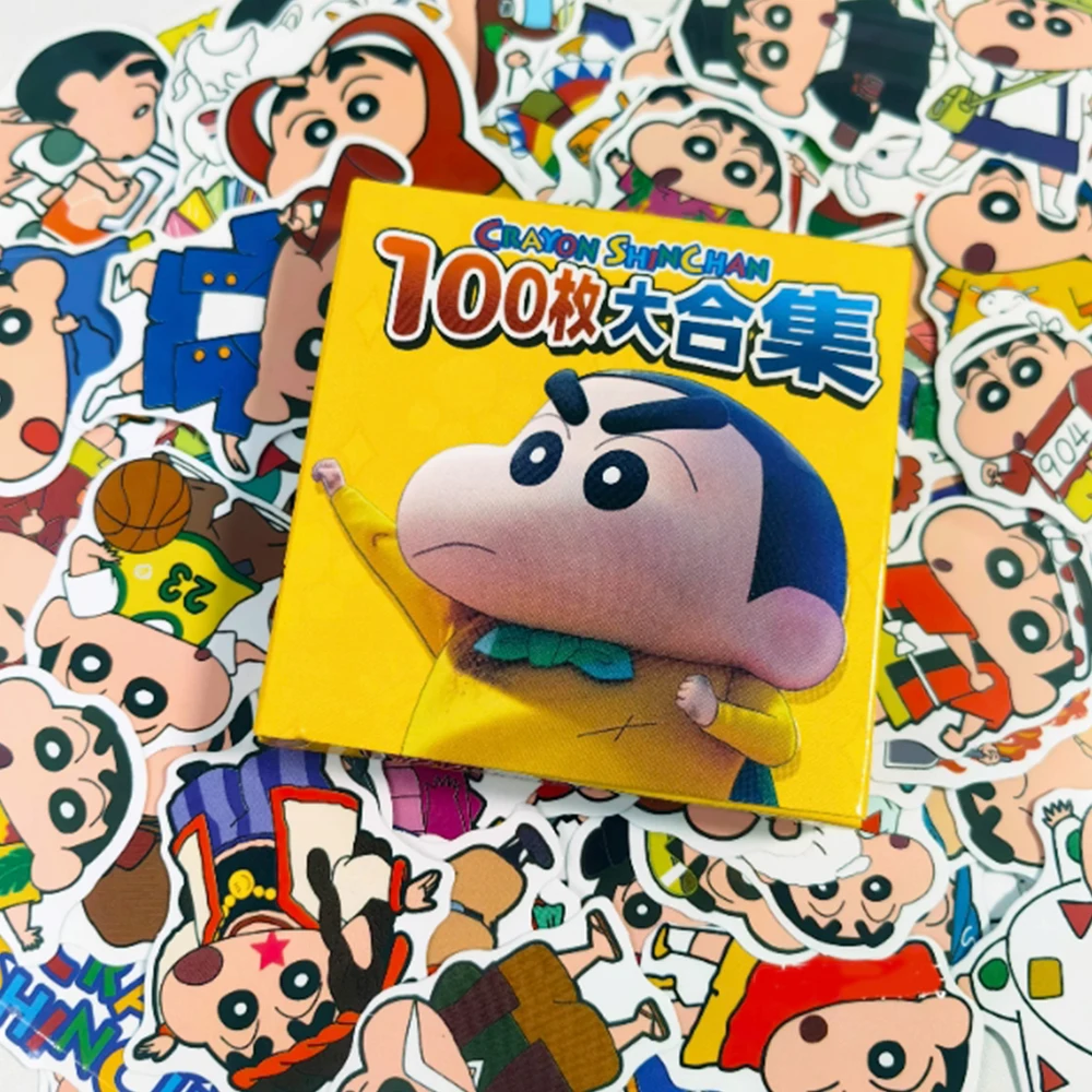 60/100Pcs Anime Crayon Shin-chan Stickers Gift Box Cartoon Hand Account Cartoon Decal Decorative Waterproof Sticker Kids Toys