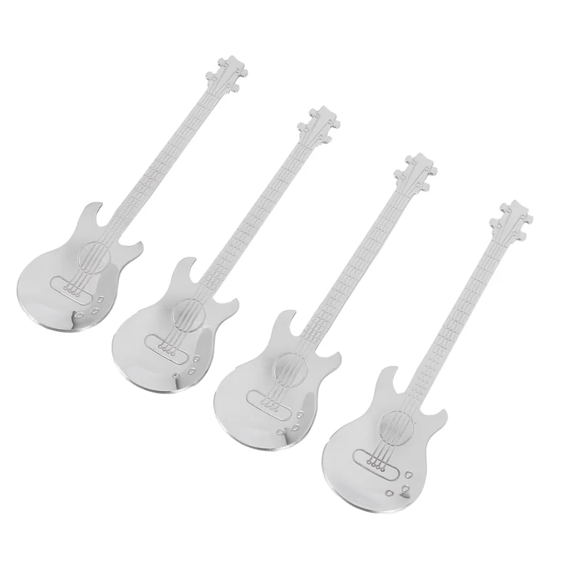 A74U Guitar Coffee Teaspoons,24 Pcs Stainless Steel Musical Coffee Spoons Teaspoons Mixing Spoons Sugar Spoon(Silver) view 5