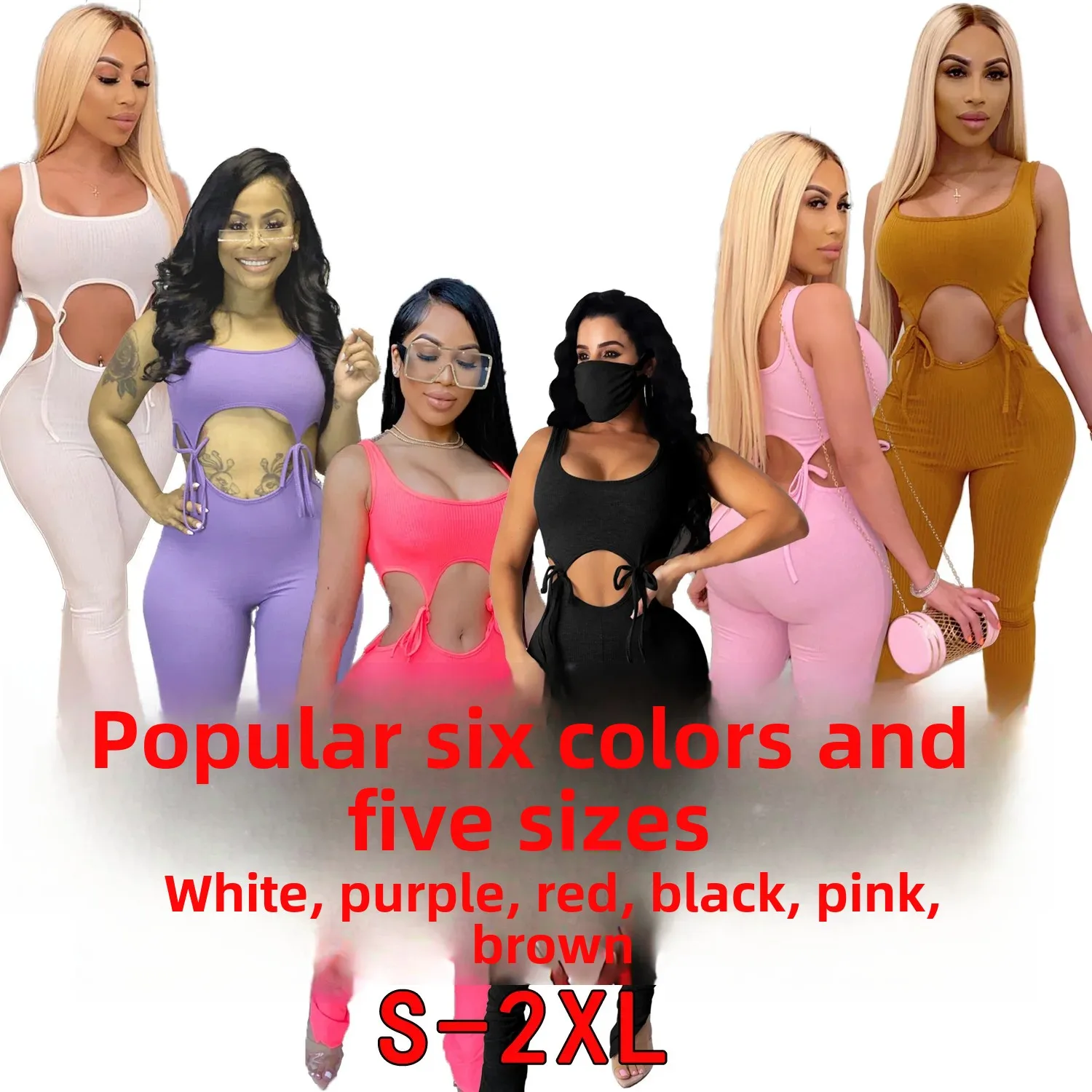 New Style Cross-Border CY11223 Amazon Ebay Schnell verkaufender Wish European American gebundener ärmelloser Overall mit langen Hosen/Nine Point Se