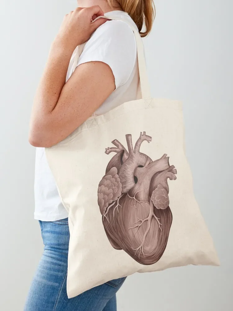 Anatomical Human Heart - Black and Old Rose Tote Bag handbag tote bag men's Tote Bag