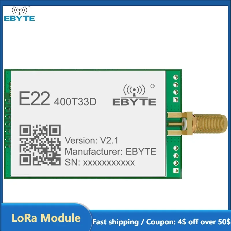 Lora Wireless-Modul 33 dBm 400 MHz EBYTE E22-400T33D-V2 Fern 16 km RSSI SMA-K kleines UART-DIP-Modul