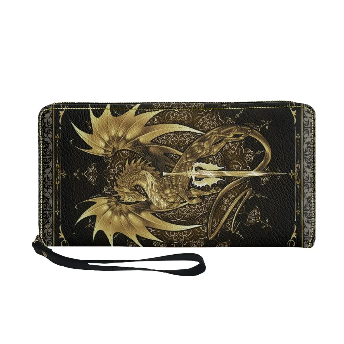 Golden Dragon Design Women Wallet Luxury Brand Leather Slim Ladies Purse Multifunction Purses Card Holder for Teen Girls Storage