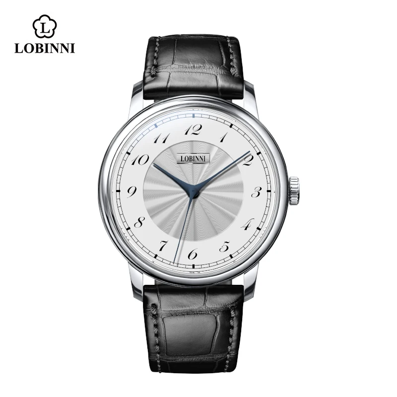 

LOBINNI Simple Design Leather Strap Men Luxury Mechanical Wristwatch 50m Water-resistant 40.5mm Automatic Watches