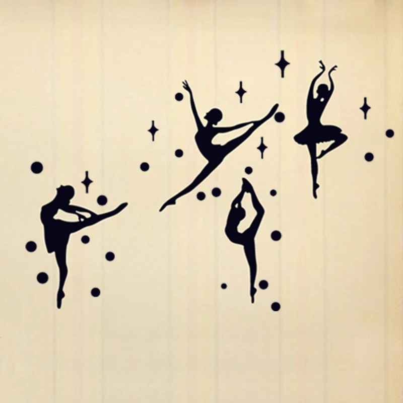 new 3D Acrylic Mirror Surface Wall Sticker Ballet Dance Girls Design for Dance room Kindergarten Wall Decoration 60067